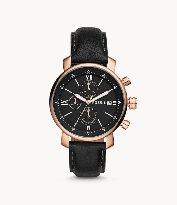 Rhett Chronograph Black Leather Watch Jewelry