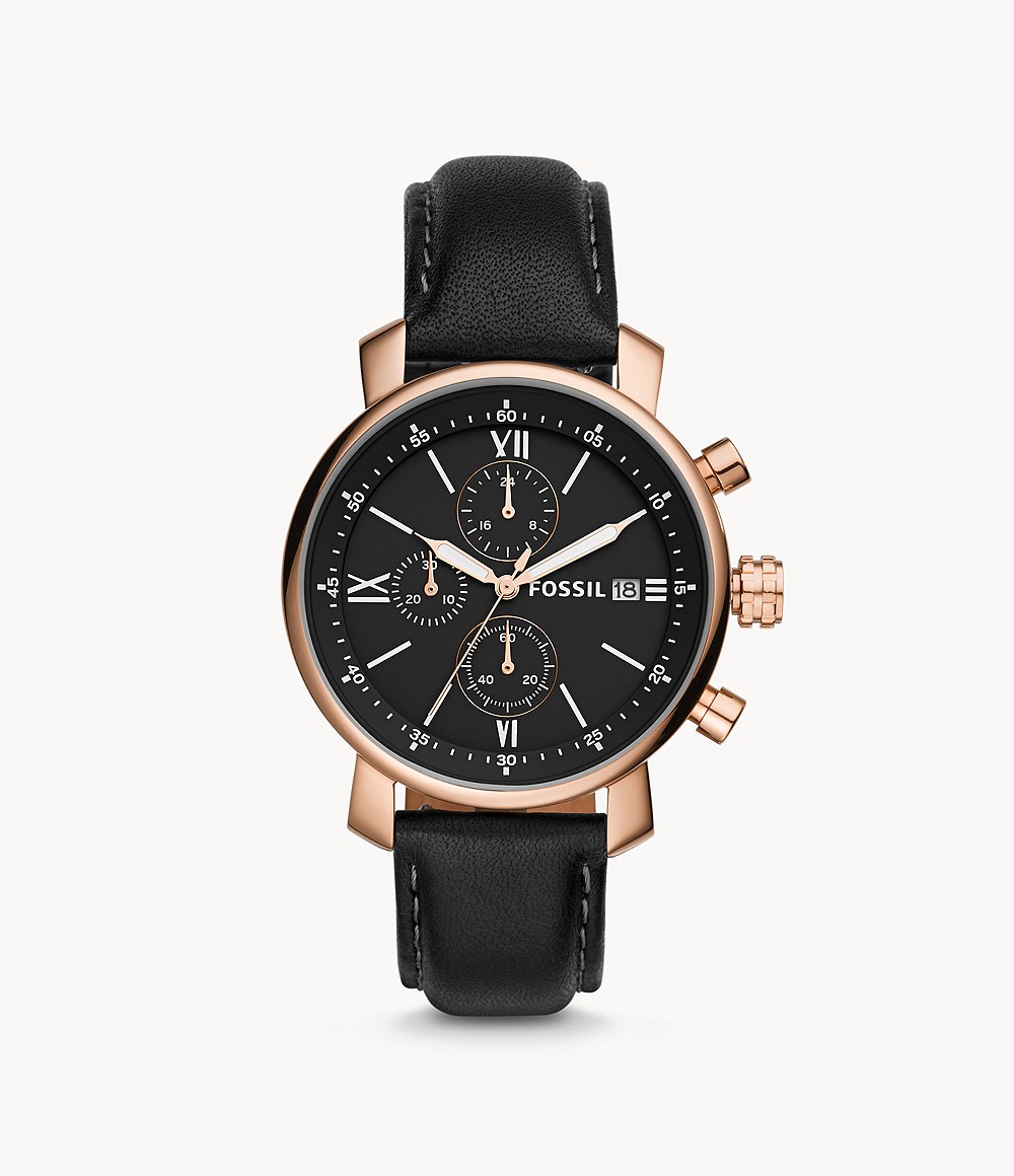 Rhett Chronograph Black Leather Watch Jewelry