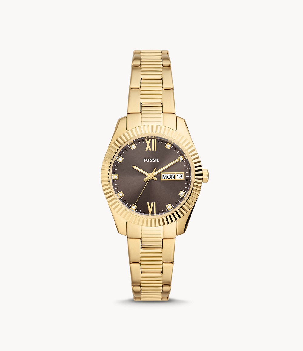 Scarlette Three-Hand Day-Date Gold-Tone Stainless Steel Watch