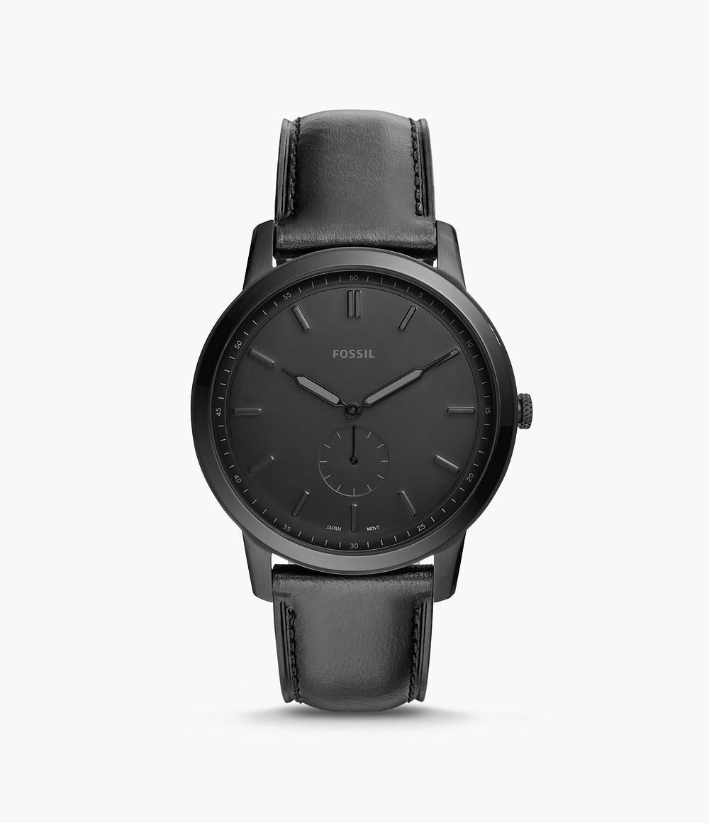 The Minimalist Two-Hand Black Leather Watch Jewelry