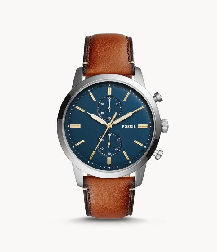 Townsman 44Mm Chronograph Luggage Leather Watch Jewelry