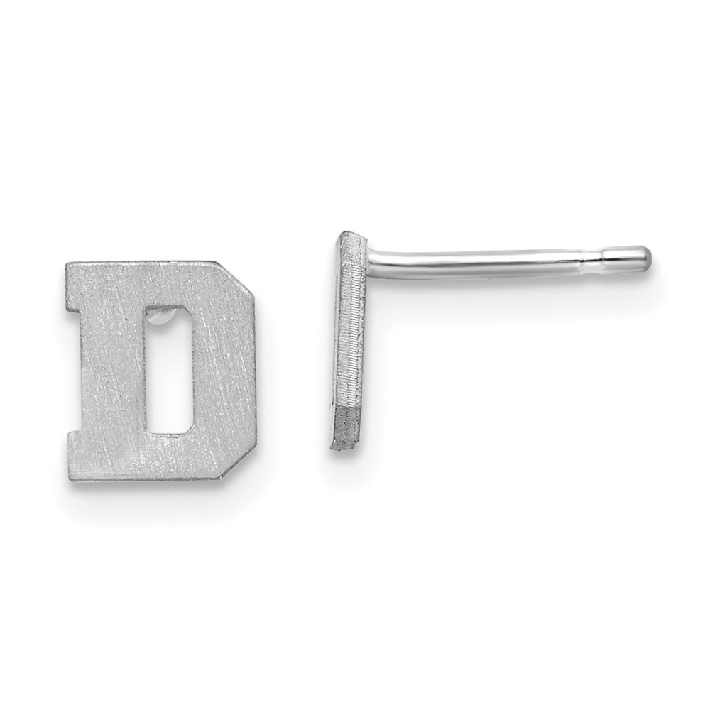 10XNE45W-D 10K White Gold Brushed Initial Letter D Post Earrings