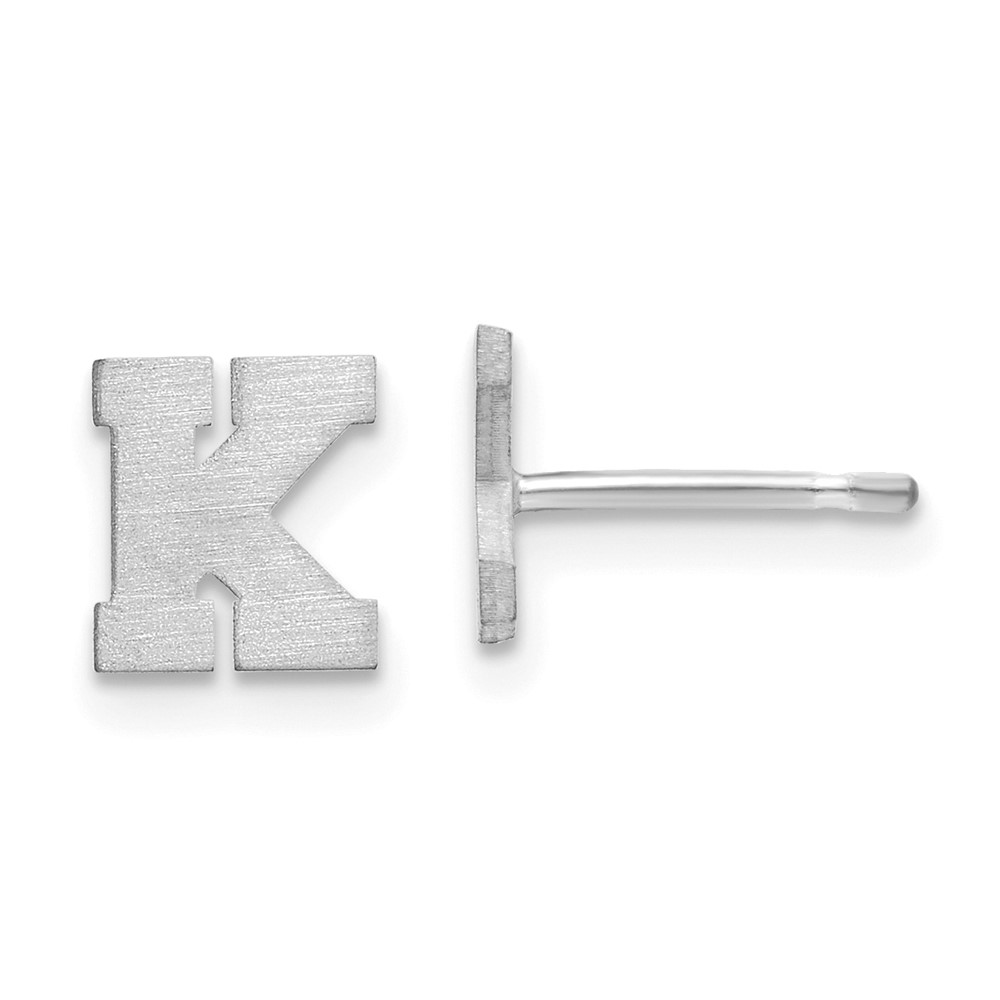 10XNE45W-K 10K White Gold Brushed Initial Letter K Post Earrings