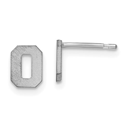 10XNE45W-O 10K White Gold Brushed Initial Letter O Post Earrings