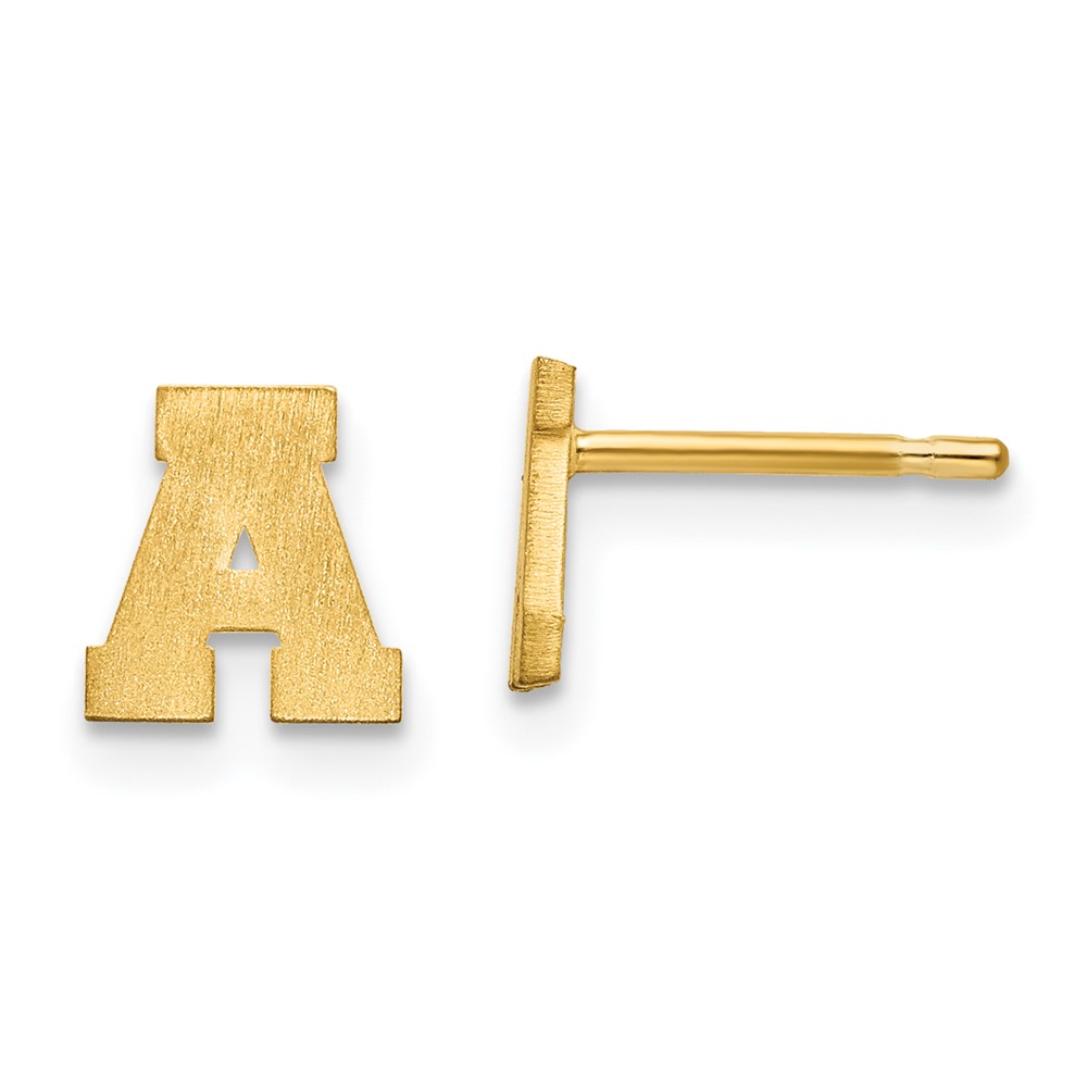 10XNE45Y-A 10K Yellow Gold Brushed Initial Letter A Post Earrings