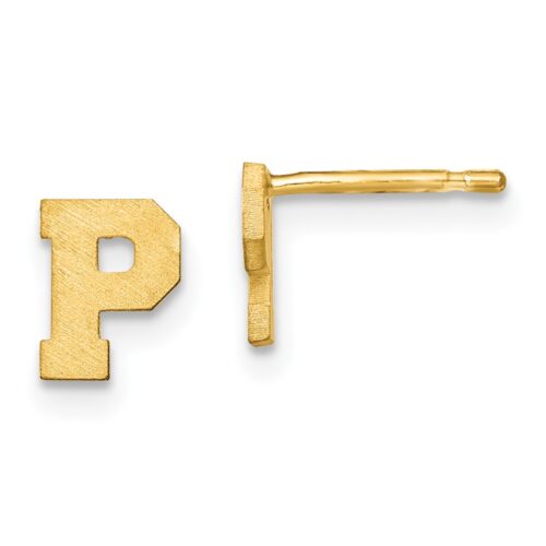 10XNE45Y-P 10K Yellow Gold Brushed Initial Letter P Post Earrings