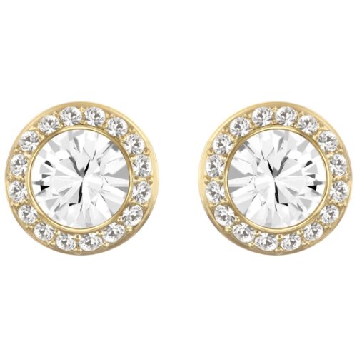 5505470 Angelic Stud Pierced Earrings, Gold-Tone Plated - White