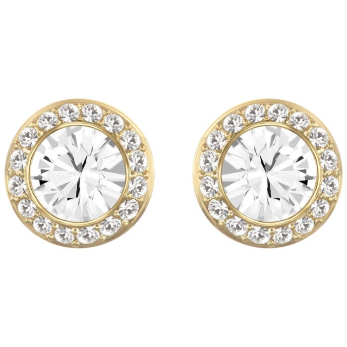 5505470 Angelic Stud Pierced Earrings, Gold-Tone Plated - White