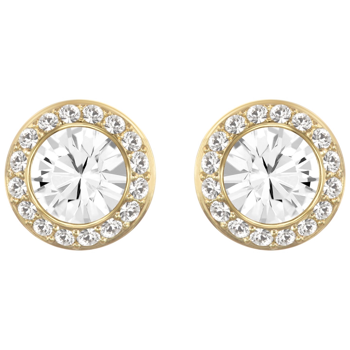 5505470 Angelic Stud Pierced Earrings, Gold-Tone Plated - White