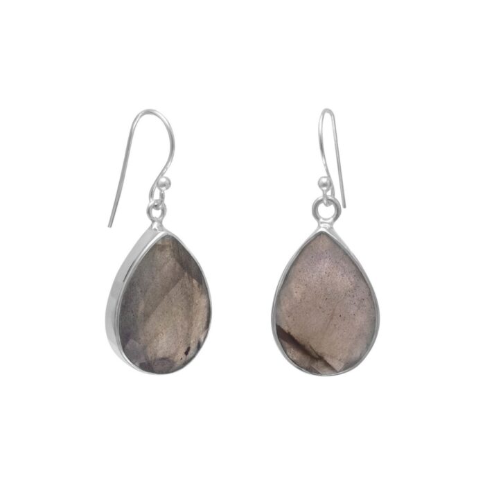 64855 Sterling Silver Faceted Pear-Cut Labradorite Dangling Earrings