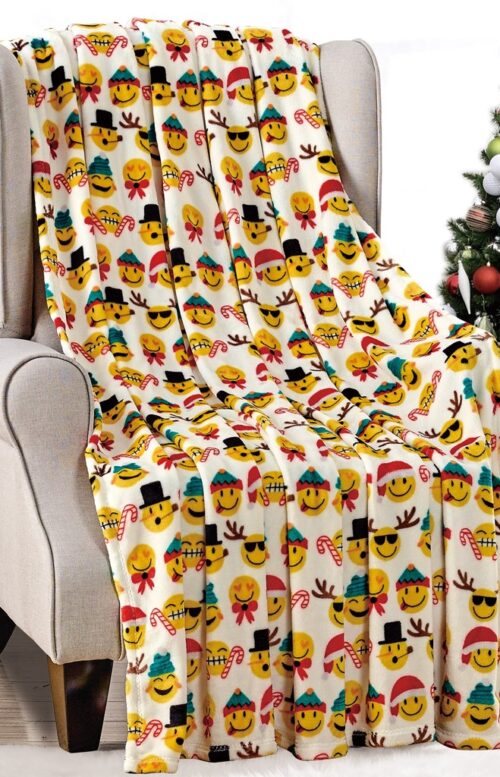 653466014106 50 x 60 in. Christmas Smiles Holiday Throw Blanket, Multi Color
