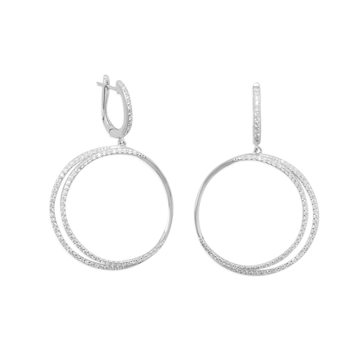 66387 Sterling Silver Cubic Zirconia Eclipse Earrings