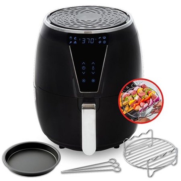 AR-CFA-897 5 qt. Non Stick Free Ceramic Air Fryer with Recipe Book, Black