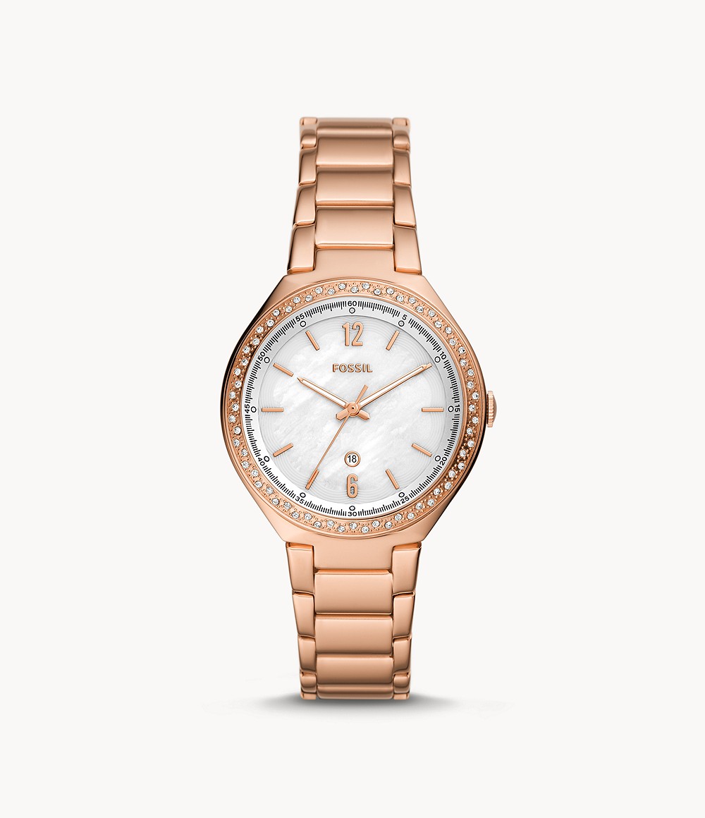 Ashtyn Three-Hand Date Rose Gold-Tone Stainless Steel Watch