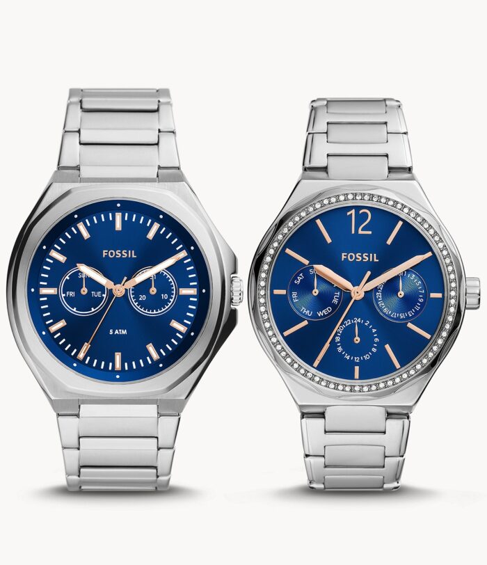 His And Hers Multifunction Stainless Steel Watch