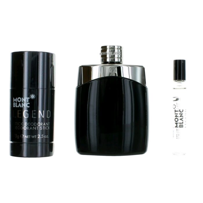 Mont Blanc Legend by Mont Blanc, 3 Piece Gift Set for Men