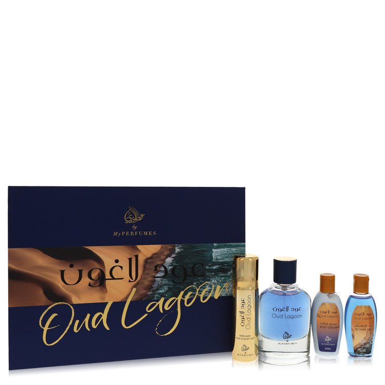 Oud Lagoon for Women, Gift Set (3.4 oz EDP Spray + 3.4 oz Perfumed Hair & Body Mist + 2 oz Shower Gel + 2 oz Body Lotion)