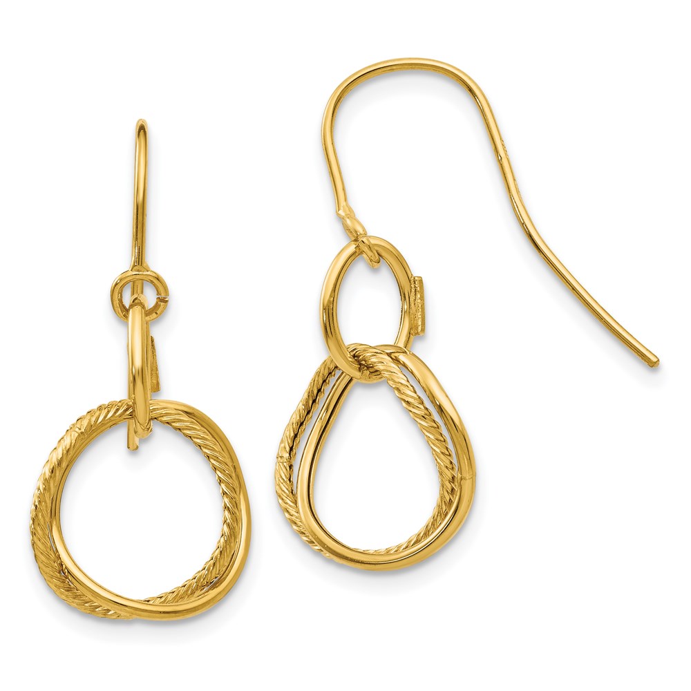 PRE876 14K Yellow Gold Small Twisted Circle Shepherd Hook Earrings