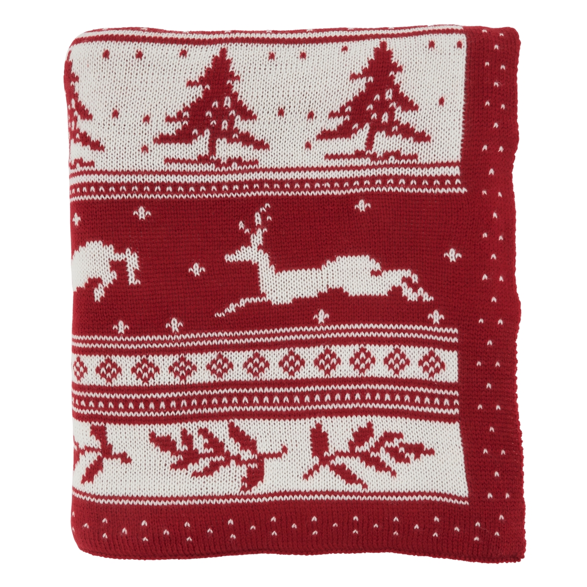 SARO 50 x 60 in. Oblong Red Christmas Knit Throw Blanket