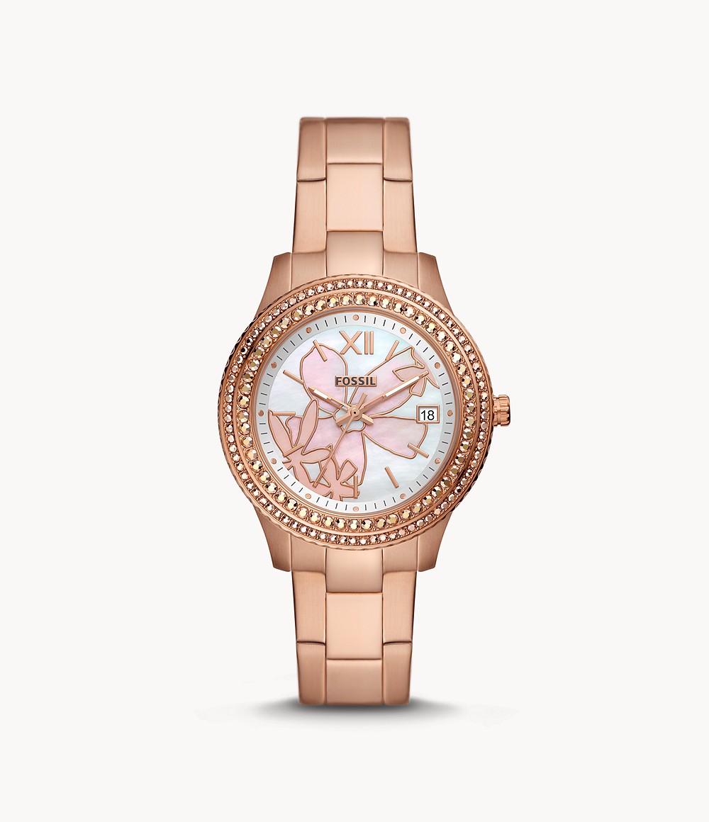 Stella Three-Hand Date Rose Gold-Tone Stainless Steel Watch