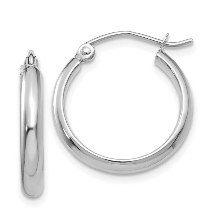 TC649 14K White Gold Polished Hoop Earring