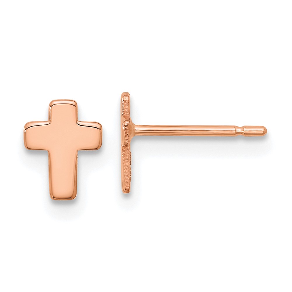 TE664R 14K Rose Gold Polished Small Cross Post Earrings