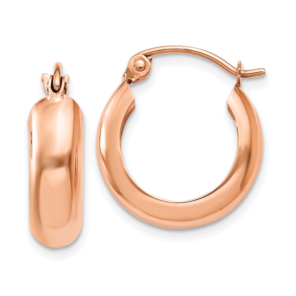 TF968 14K Rose Gold Polished Small Hoop Earrings