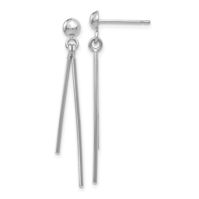 TH932 14K White Gold Polished Post Dangle Earrings