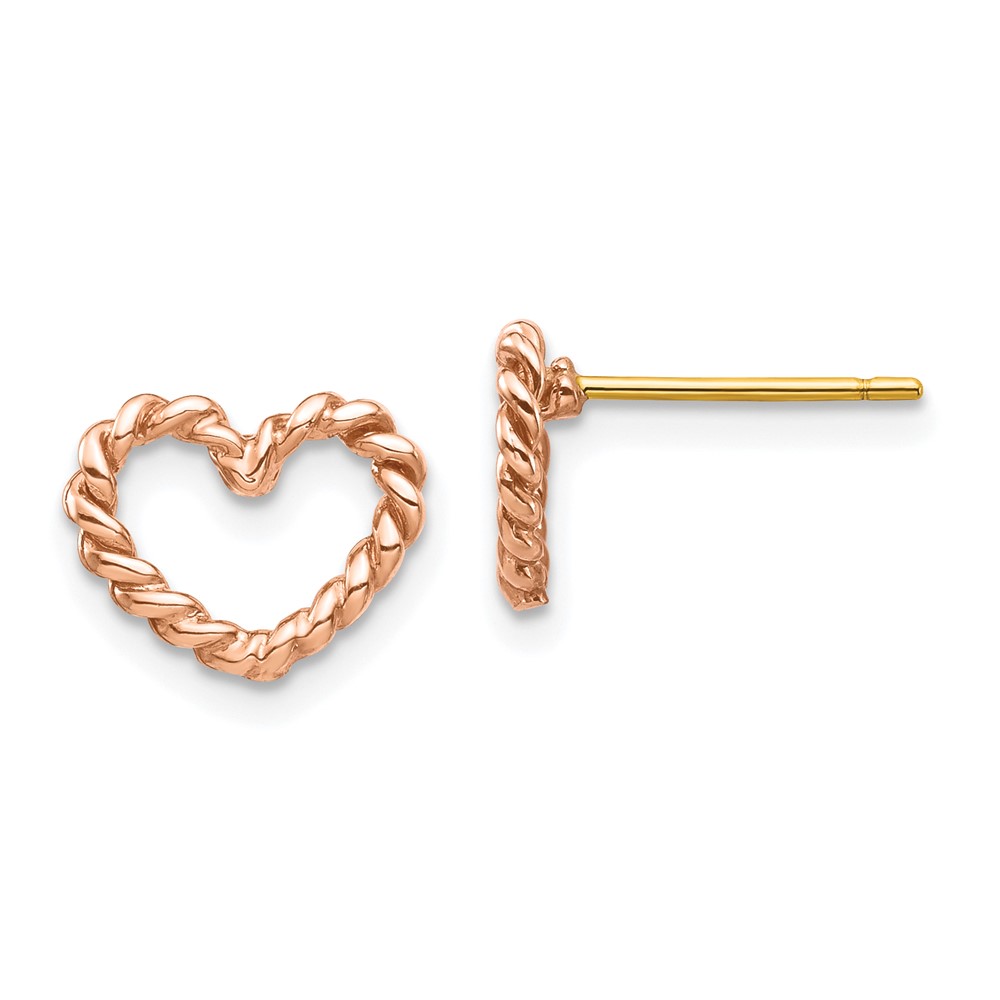 TH995 14K Rose Gold Polished Twisted Heart Post Earrings