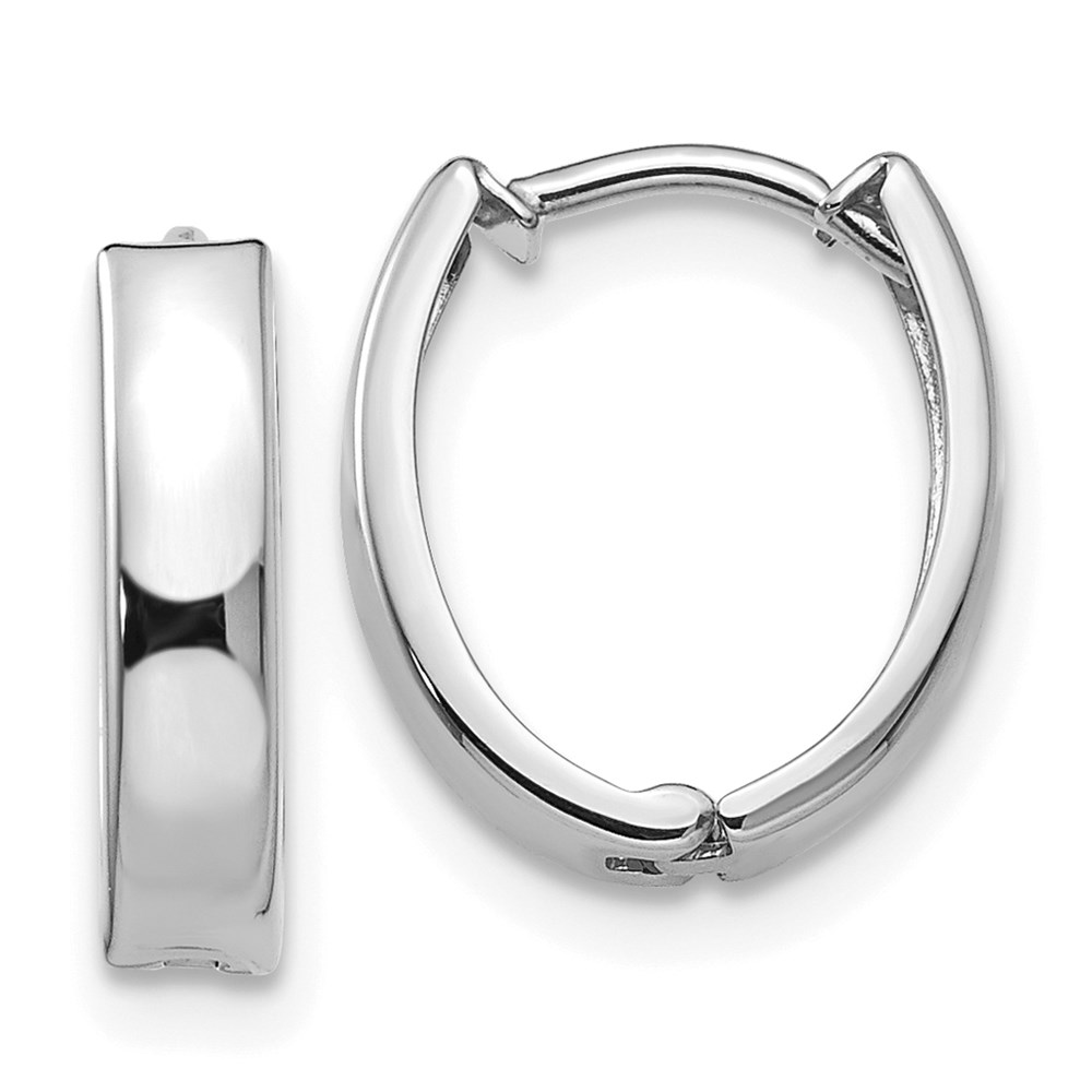 TL560 14K White Gold Polished Hinged Hoop Earrings