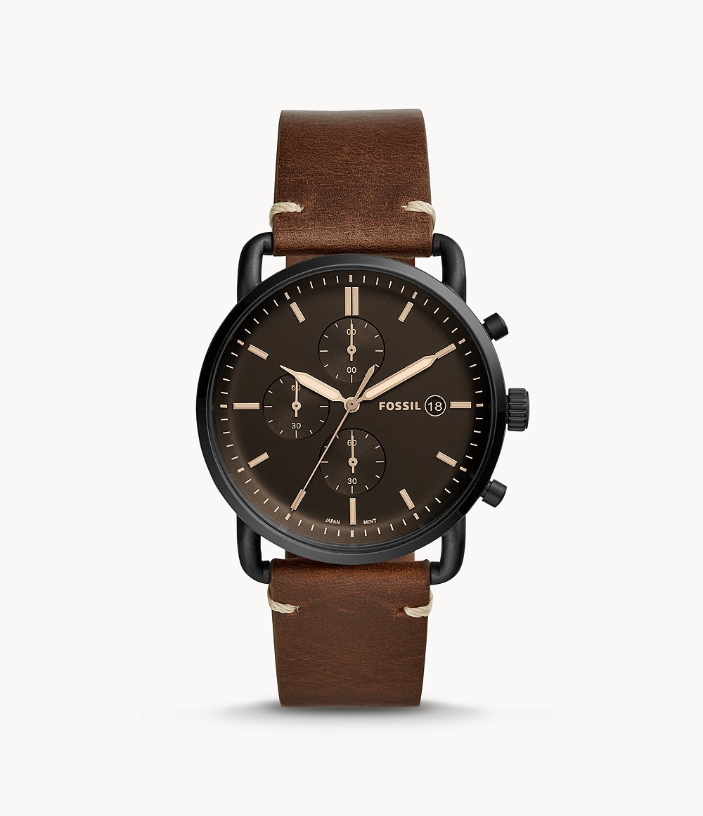 The Commuter Chronograph Brown Leather Watch Jewelry