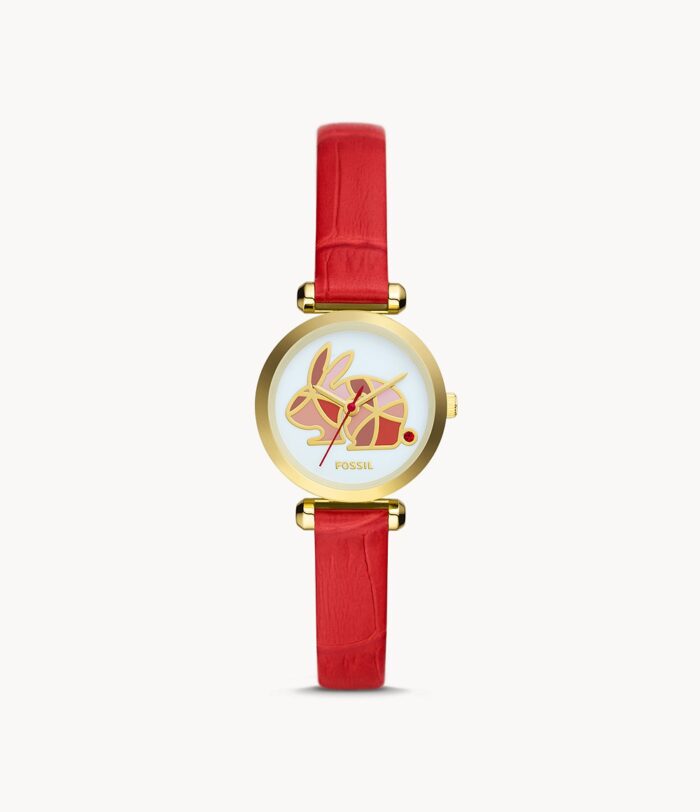 Tillie Three-Hand Red Leather Watch