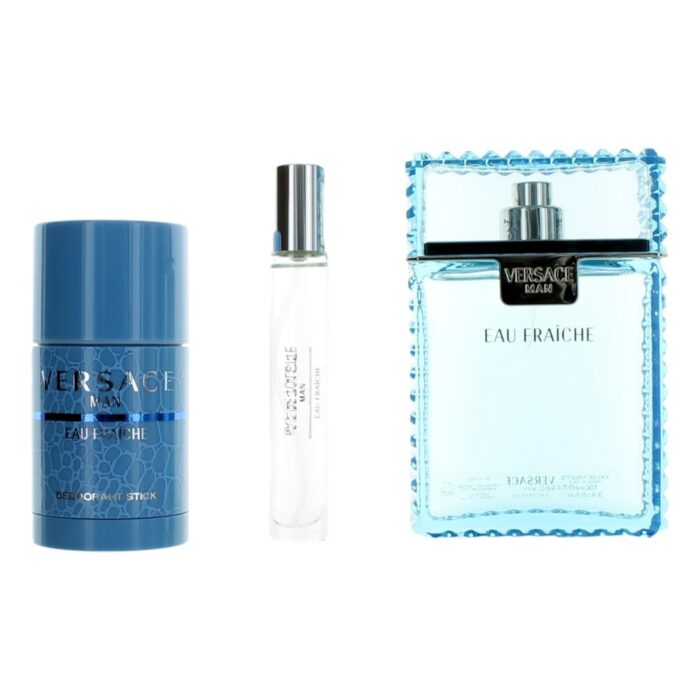 Versace Man Eau Fraiche by Versace, 3 Piece Gift Set for Men