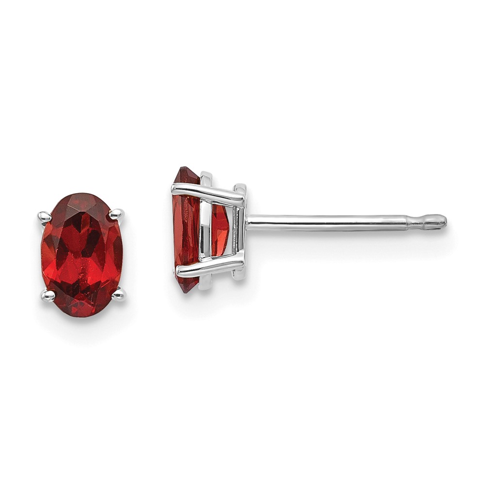 XBE301 14K White Gold 6 x 4 mm Garnet Earrings