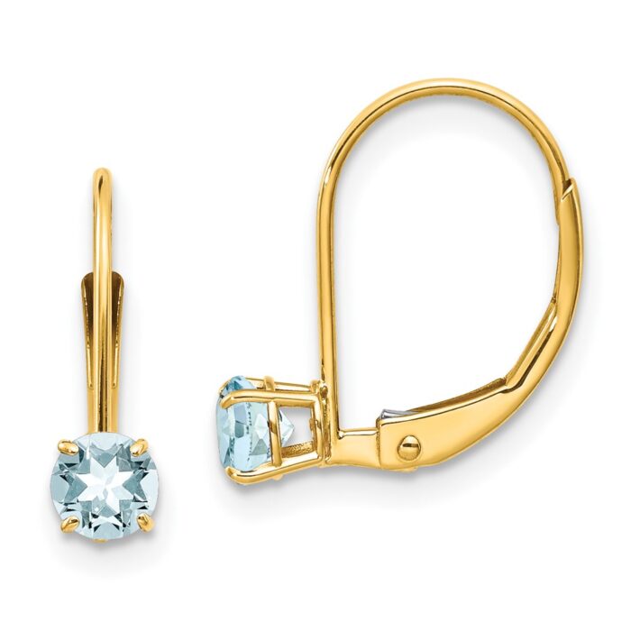 XBE75 14K Yellow Gold Aquamarine March Earrings