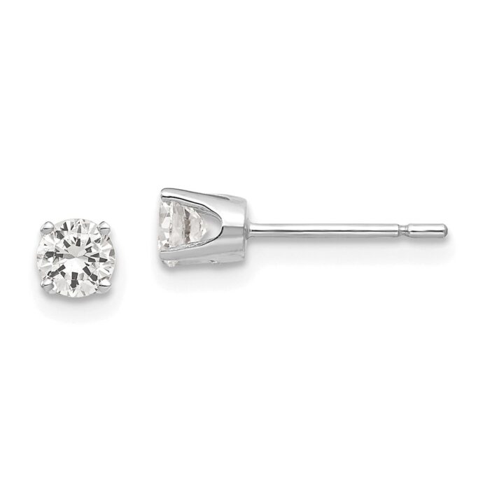 XD6WCZ 14K White Gold 3.75 mm CZ stud earrings