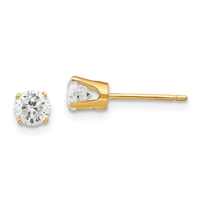 XD8CZ 14K Yellow Gold 4.25 mm CZ Stud Earrings