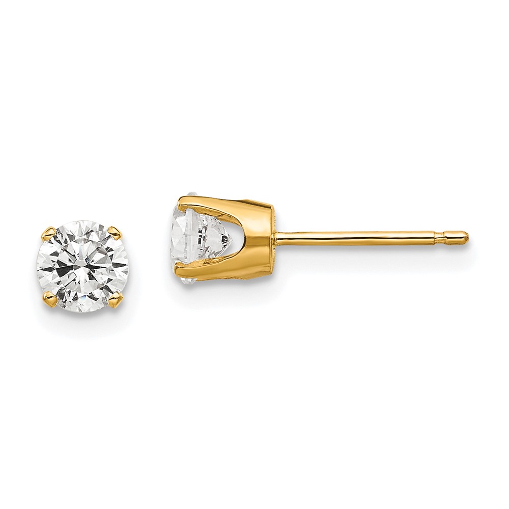 XD9 14K Yellow Gold 4.5 mm Round Stud Earring Mounting with Backs