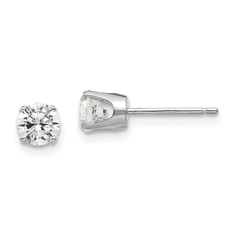 XD9W 14K White Gold 4.5 mm Round Stud Earrings Mounting with Backs