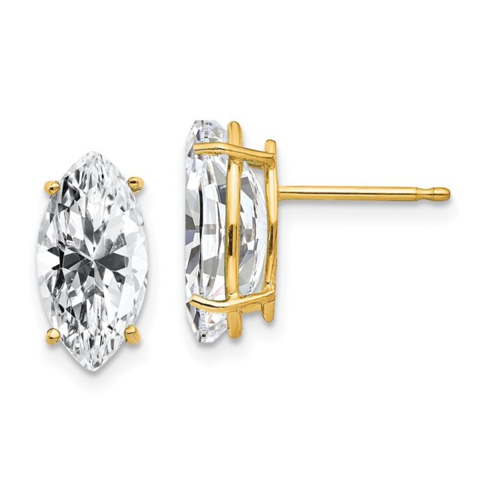 XE105CZ 14K 10 x 5 mm Marquise Cubic Zirconia Earring