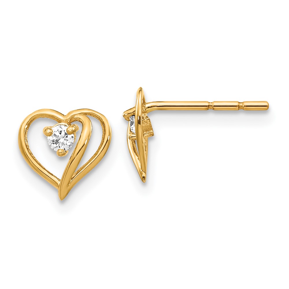 XE40 14K Yellow Gold Fancy Diamond Heart Earring Mountings