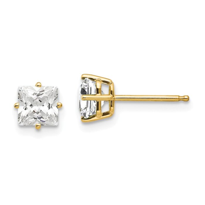 XE61CZ 14K Yellow Gold 5 mm Cubic Zirconia Earrings