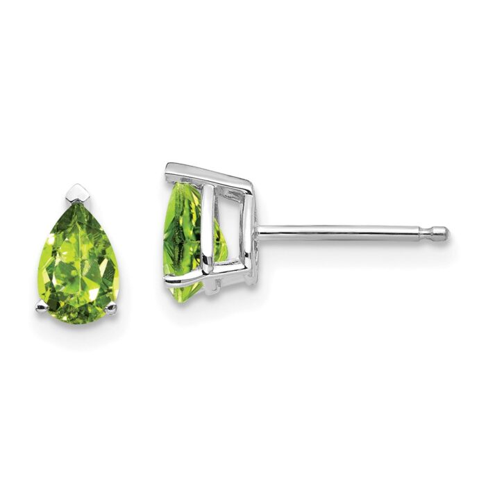 XE79WPE 6 x 4 mm 14K White Gold Pear Peridot Earrings