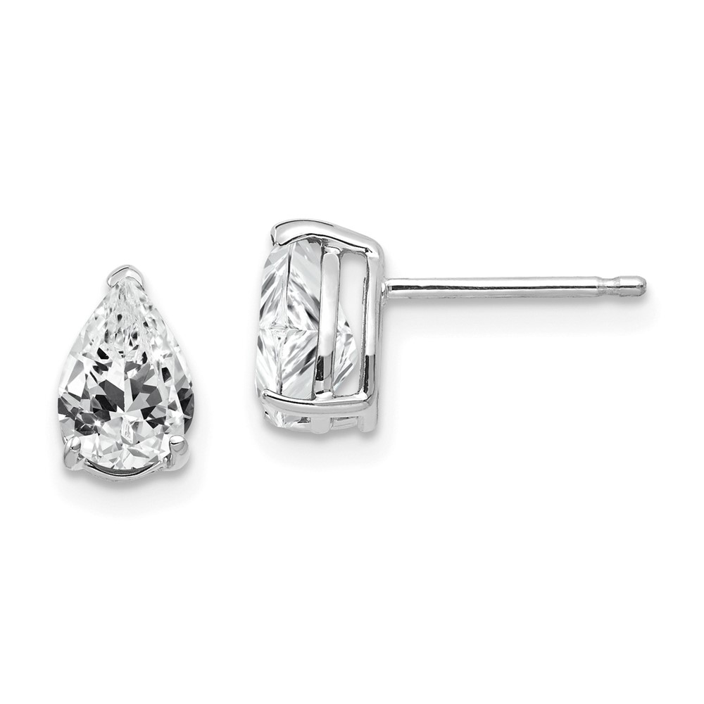 XE80WCZ 14K White Gold 7 x 5 mm Pear Cubic Zirconia Earrings